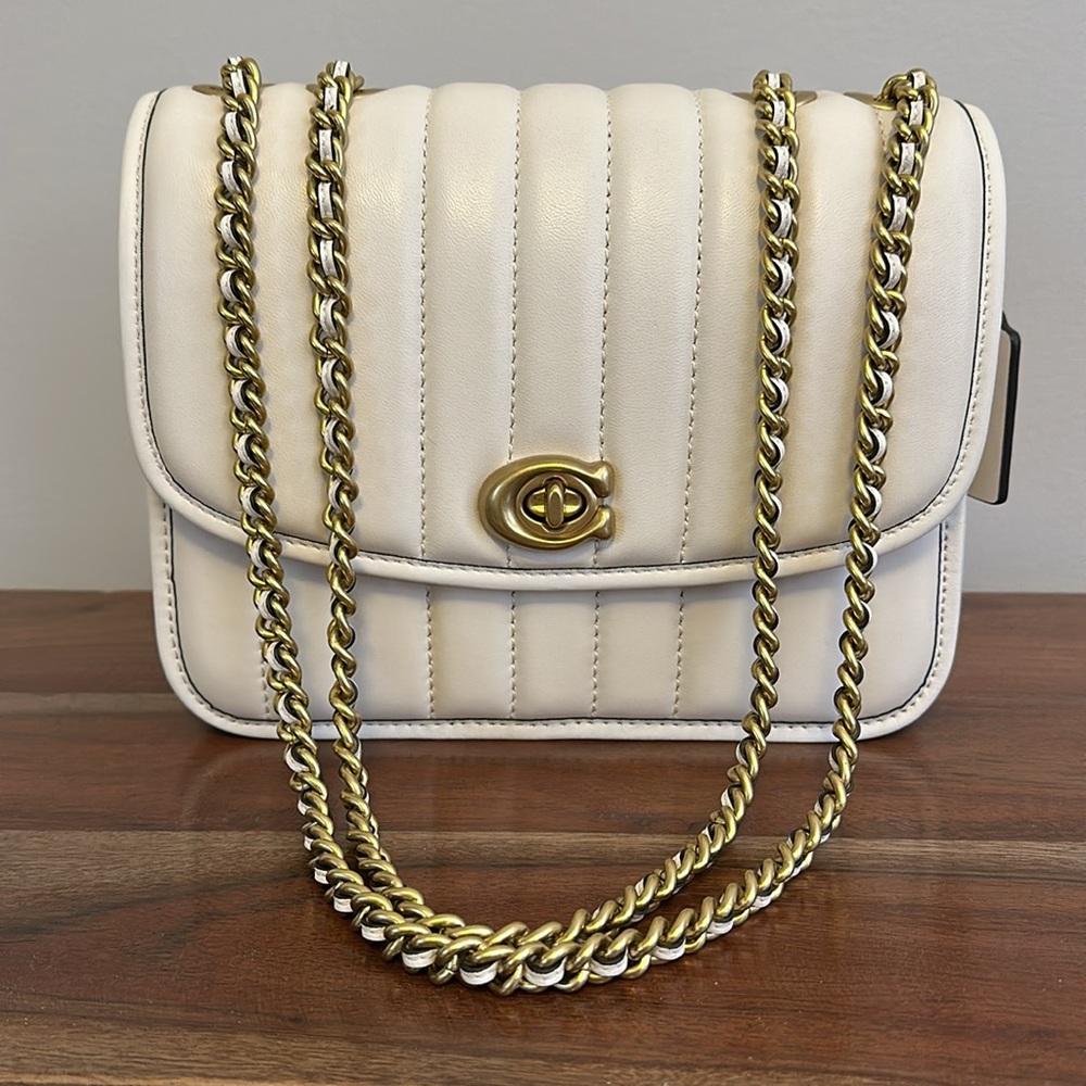 Coach Madison Shoulder Bag w/ quilting in brass/chalk